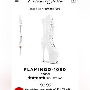 BNIB 8” Pleaser Boots White